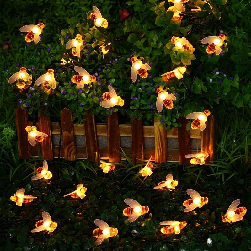 Bees Light String Lights – Solar-Powered LED 20-Foot Outdoor Decor