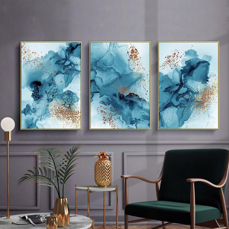 Golden Abstract Canvas – Modern Minimalist Art Print