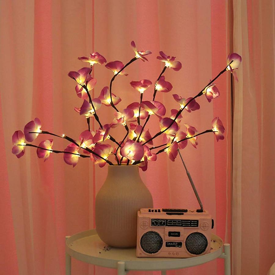 Orchid Branch Chandelier – Dimmable Brass Floral Design