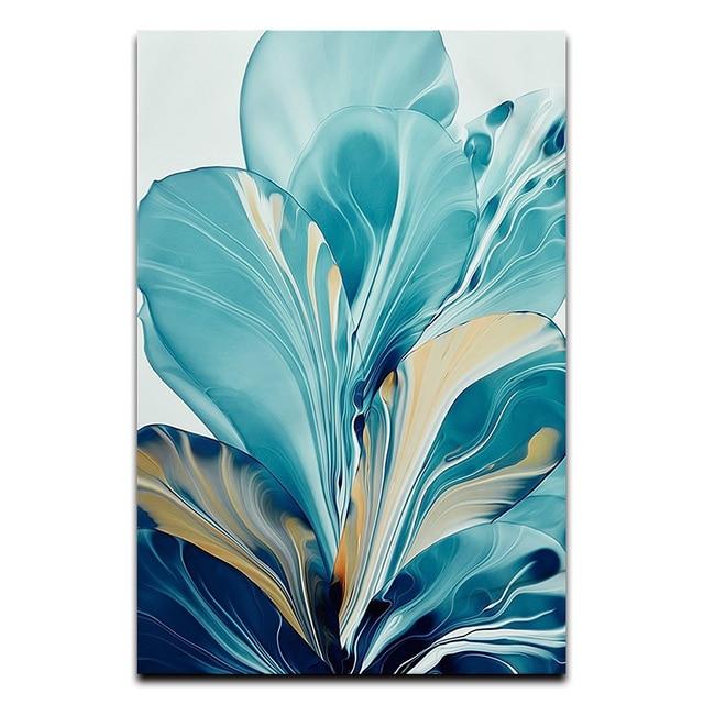 Leaf Splash Canvas – Modern Botanical Art Print in Green Tones
