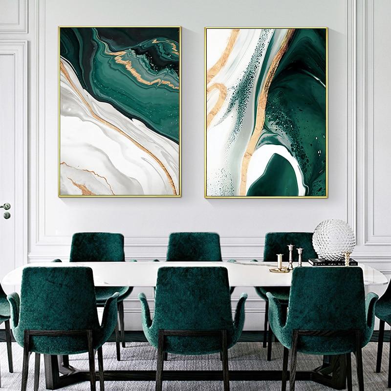 Green Wave Canvas – Modern Abstract Art Print in Teal