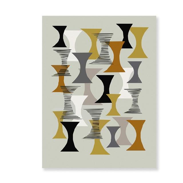 Abstract Geometric Canvas – Modern Art Print in Navy Blue