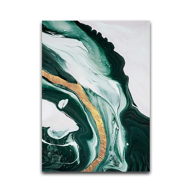 Green Wave Canvas – Modern Abstract Art Print in Teal