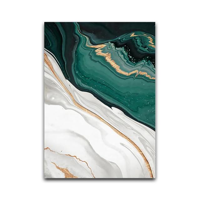 Green Wave Canvas – Modern Abstract Art Print in Teal