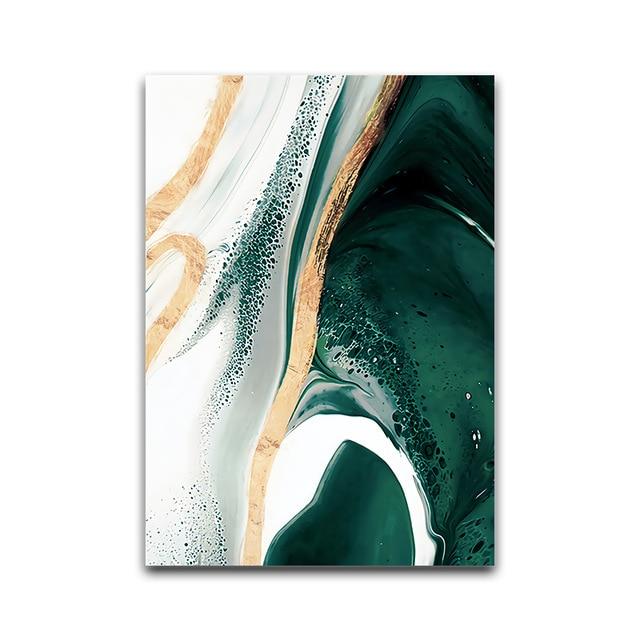Green Wave Canvas – Modern Abstract Art Print in Teal