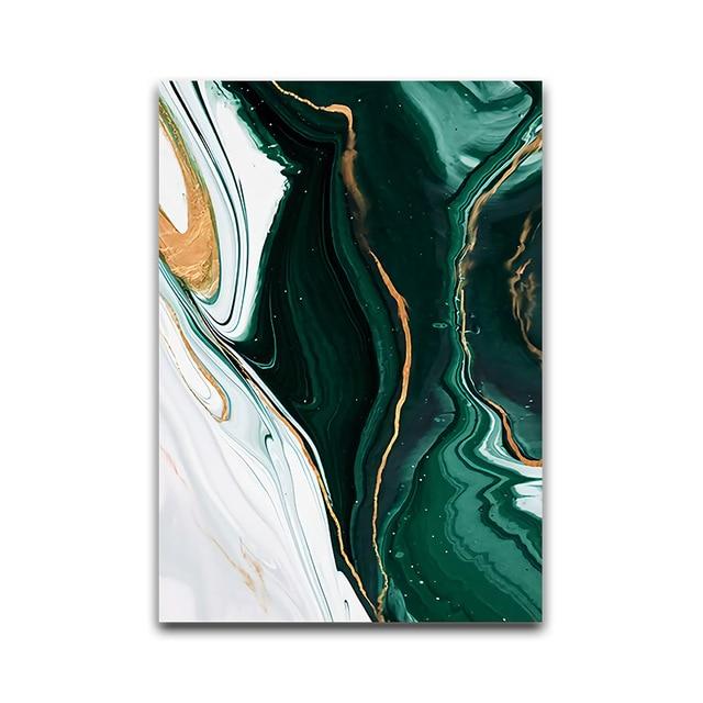 Green Wave Canvas – Modern Abstract Art Print in Teal