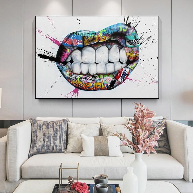 Graffiti Lips Canvas – Contemporary Urban Art Print