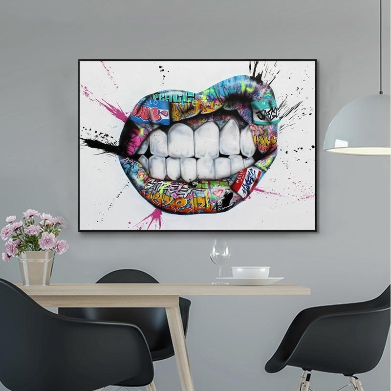 Graffiti Lips Canvas – Contemporary Urban Art Print