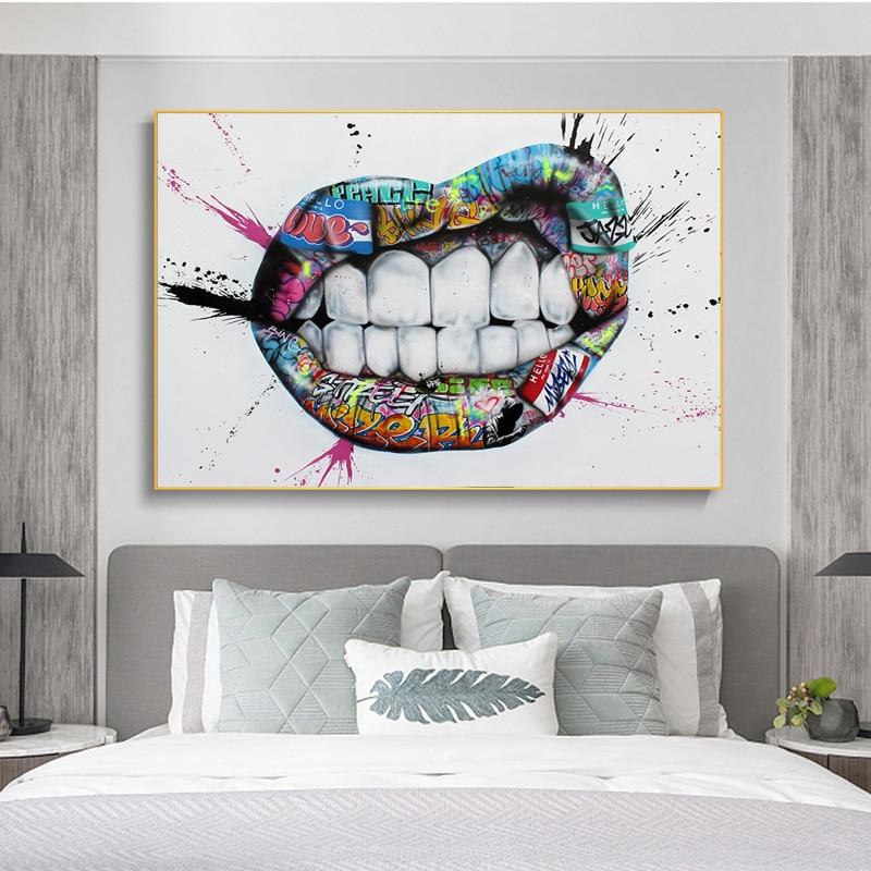 Graffiti Lips Canvas – Contemporary Urban Art Print
