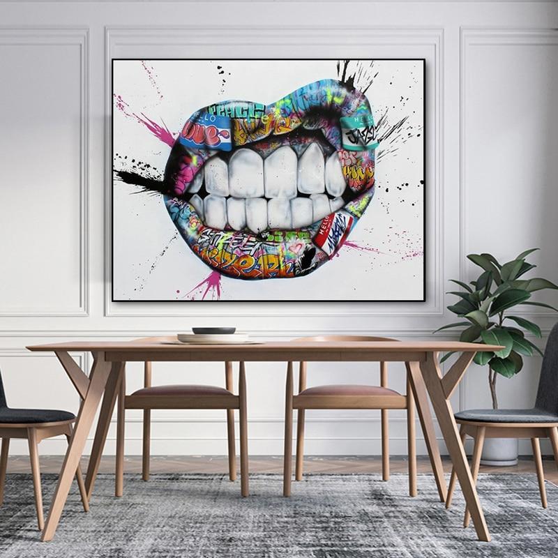 Graffiti Lips Canvas – Contemporary Urban Art Print