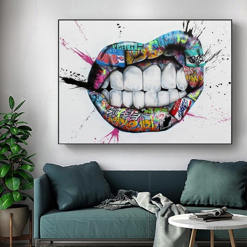 Graffiti Lips Canvas – Contemporary Urban Art Print