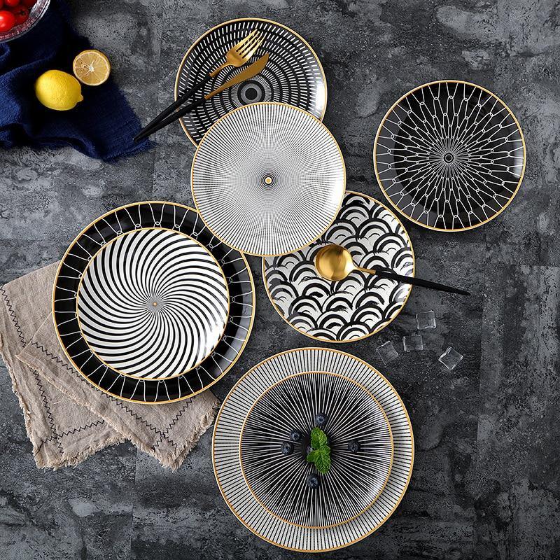 Toulouse Plate Set – Handcrafted Fine Porcelain with Elegant Gold Trim